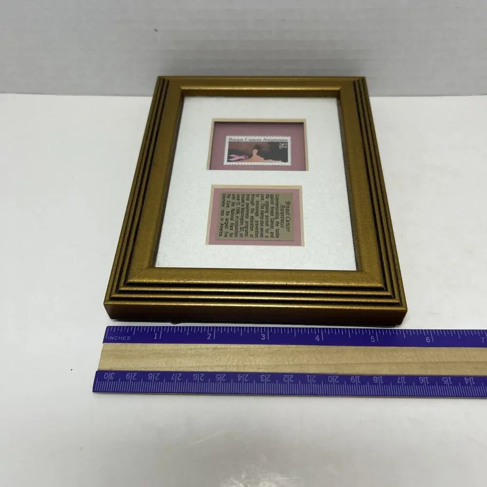 USPS 32c Breast Cancer Awareness Legacy II Edition Postage Stamp Golden Framed